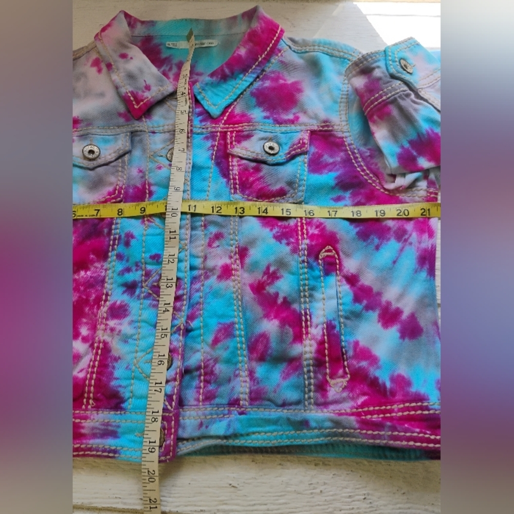 Maurice's Tie Dye Jean Jacket Women's Sz XL Button Down 4 Pocket Design - Picture 4 of 12